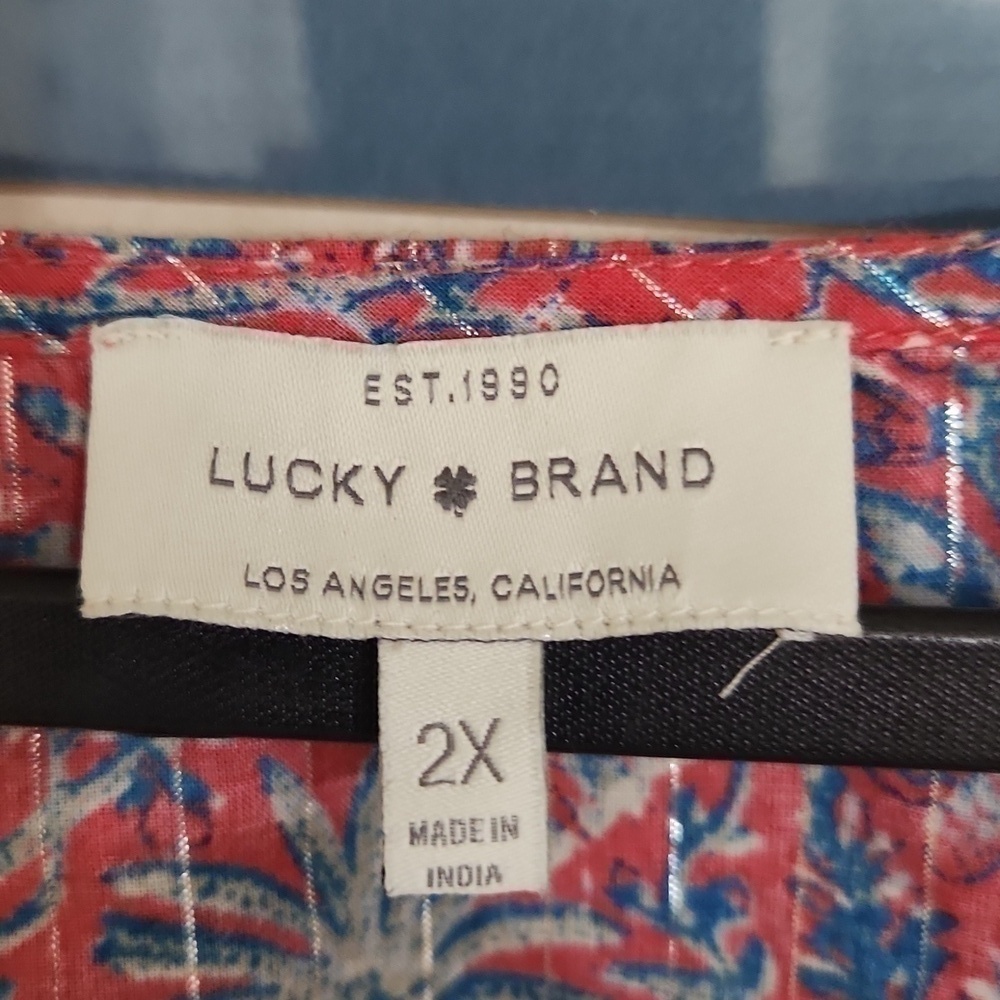 Lucky brand Cold Shoulder Blouse Size 2X Bohemian Cottagecore Feminine Career - Picture 7 of 11